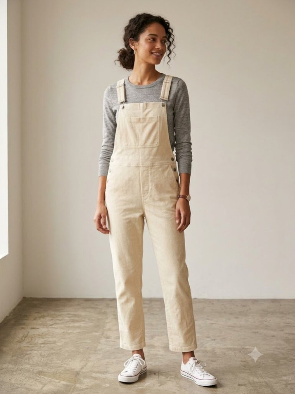 Don't Ask Why Cream Corduroy Overalls